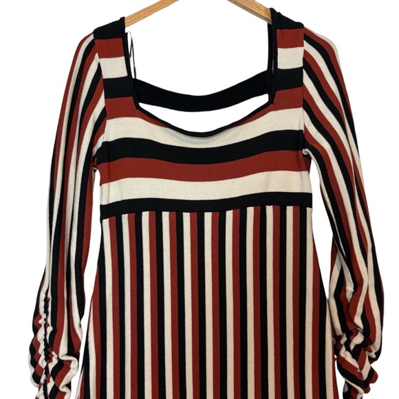 Anthropologie Striped Sweater Midi Dress Size M Long Sleeve Casual Open Back - Picture 12 of 13